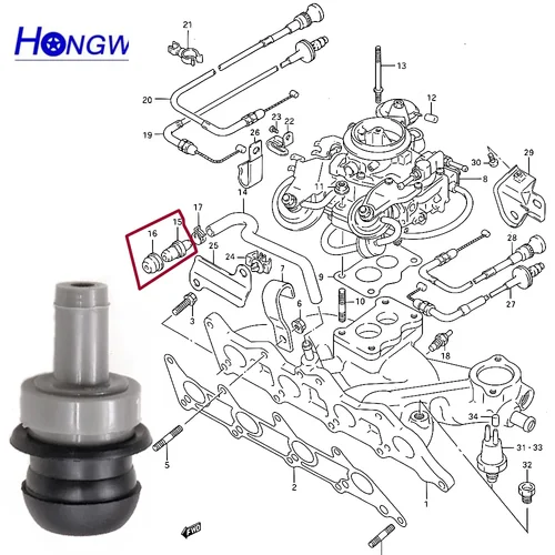 Imagen 2 del producto Válvula PCV de 1/10 piezas para Suzuki Honda Nissan Toyota Mazda 110075 A90 17130P2MA01 1181241 B00 17130-P2M-A01 18118-58B00 1181075 T00