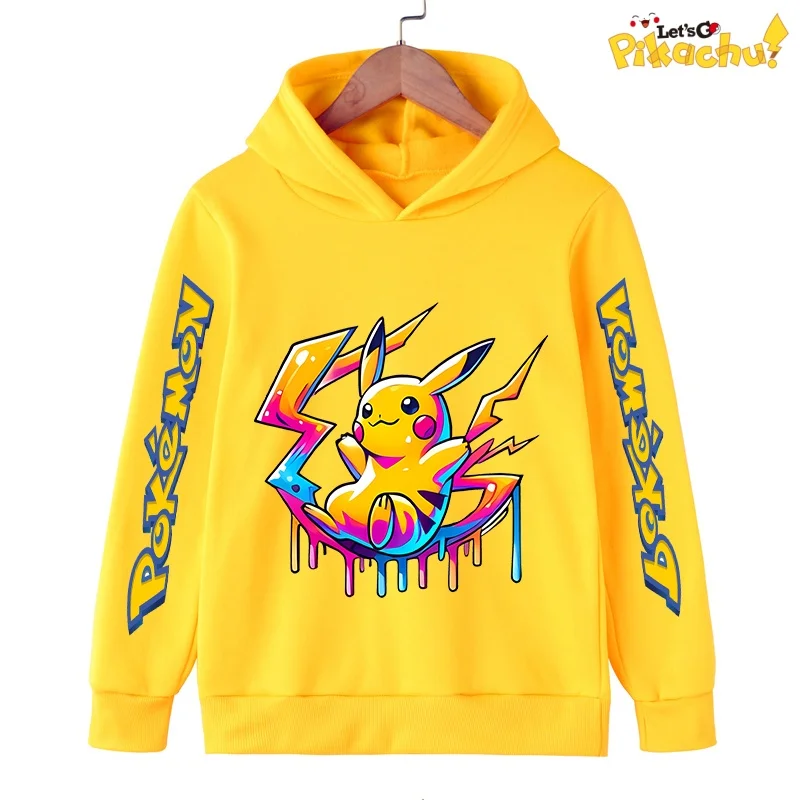 

Anime Pokemon Cartoon Kids Baby Boy Cute Pikachu Hoodies Boys Girls Sweatshirts Spring and Autumn Thin Coats Children's Hooded