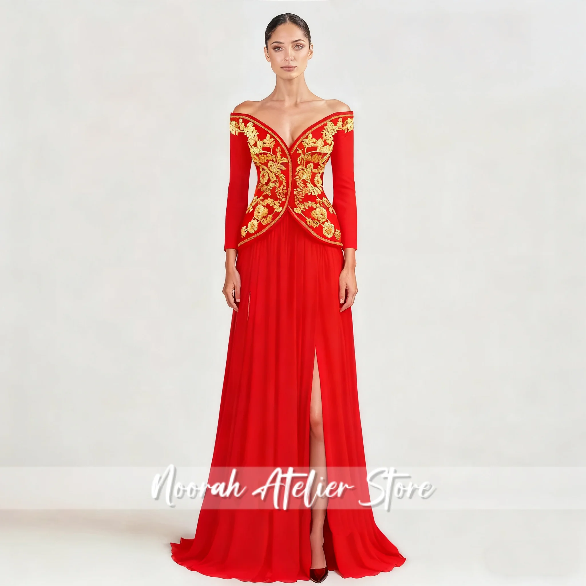 New Off the Shoulder Evening Dress for Women Lace Appliques Kuwait Dubai Party Gown Vestidos De Noche Customized