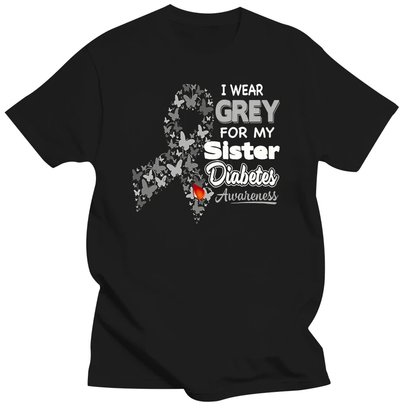 Diabetes Awareness T Shirt - I Wear Grey For My Sister men T-shirt