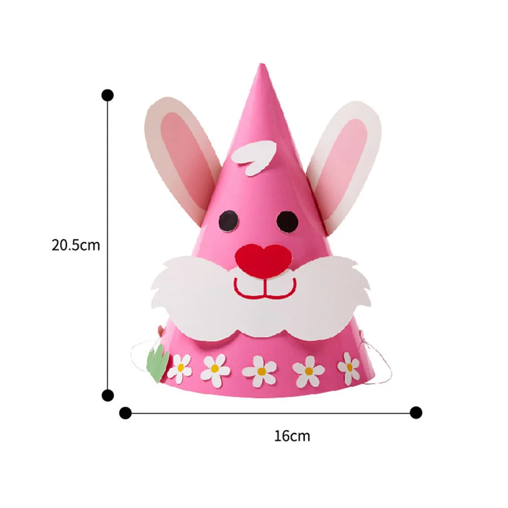 Sombreros de papel de dibujos animados DIY, accesorios de decoración de Pascua para niños, disfraz de Cosplay, accesorios cómodos y portátiles, 6 uds.