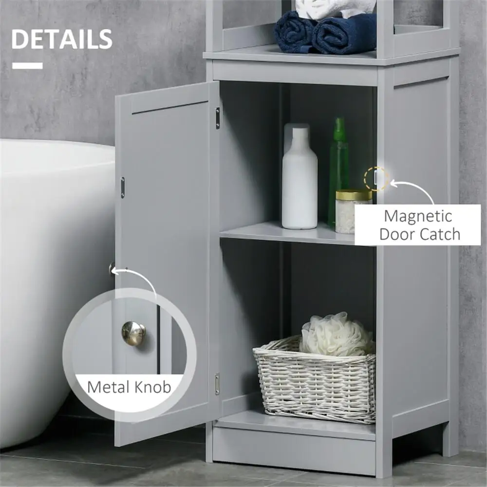 Gray Bathroom Storage Cabinet - Modern Shelving Unit for Organizing  Prime Shipping)