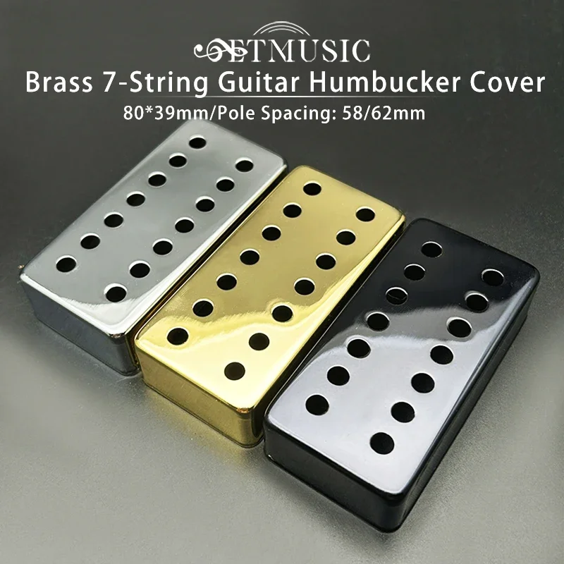 10Pcs Brass 7-String 14 Hole Electric Guitar Pickup Humbucker Cover 80*39mm Pole Spacing 58/62mm Black Gold Chrome for Choose