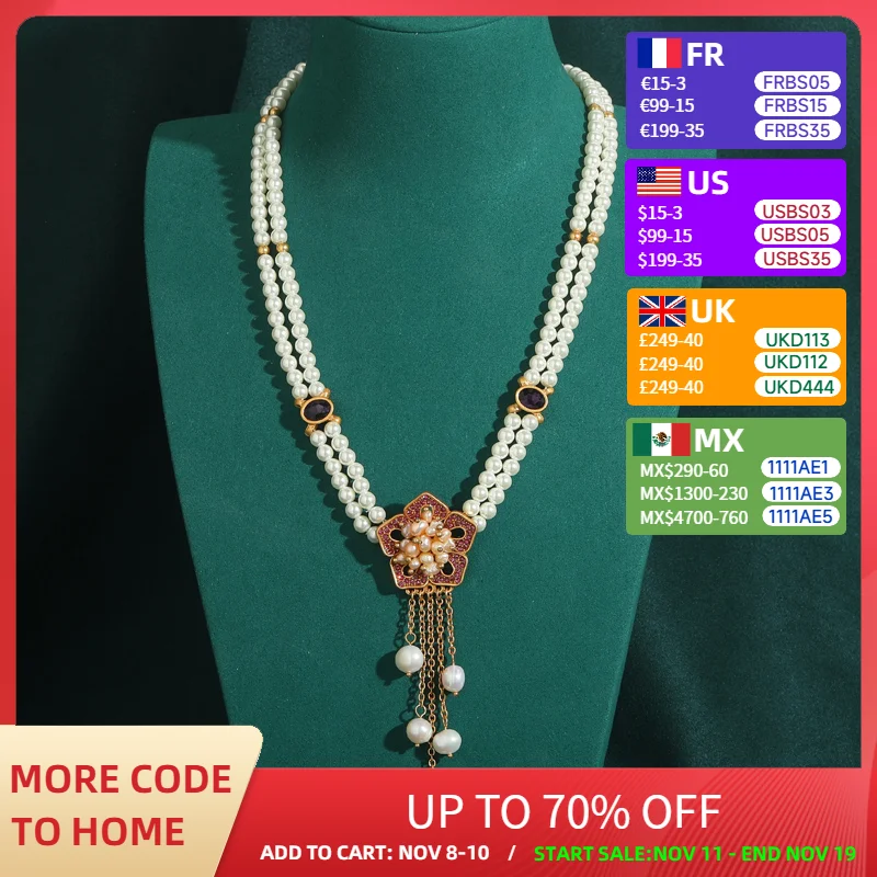 

Vintage Plum Blossom Freshwater Pearl Necklaces Choker Wedding Bride Antique Jewelry New Collar Chains Accessories for Women