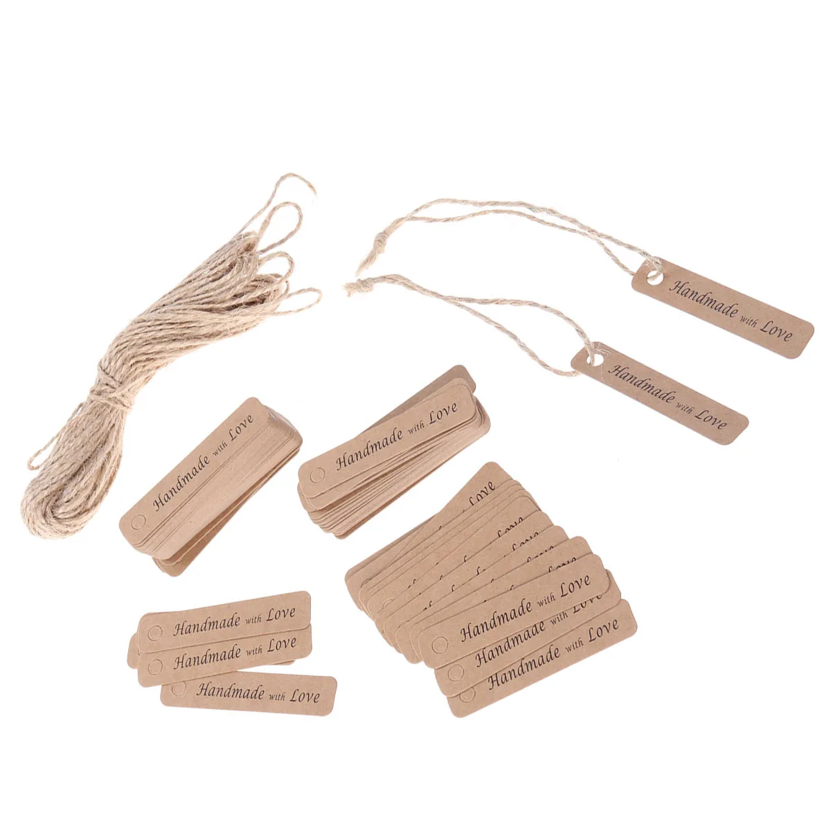 

100pcs Kraft Paper Tags with Strings Gift Favors Baking Food Package Tags Hanging Labels (Rectangle)