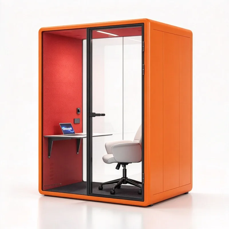 Enclosed Acoustic Pod Soundproof Phone Booth Office Isolation Cabin for Conference Calls Home Office Portable Modular Design