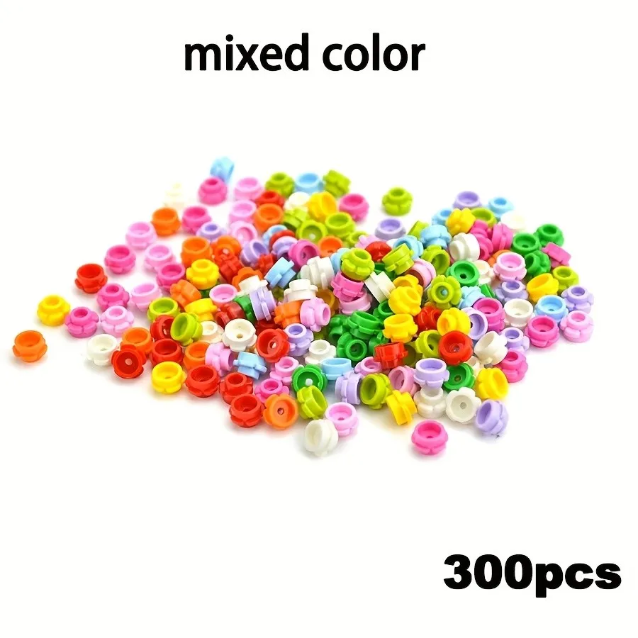 300PCS Runde 1x1 mit Blume MOC Bausteine Kompatibel 24866 Kit Platte 5 Blütenblätter Ziegel Partikel pädagogisches Spielzeug Kind Geschenk