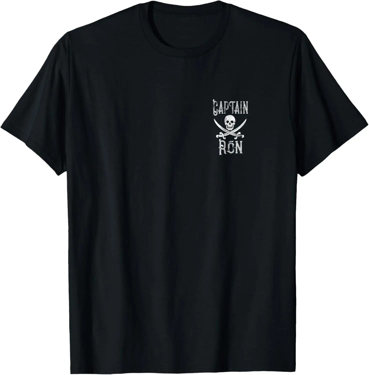 

New t-shirt - (2 Sided Print) Retro Pirate Skull - Captain Ron Boat T-Shirt