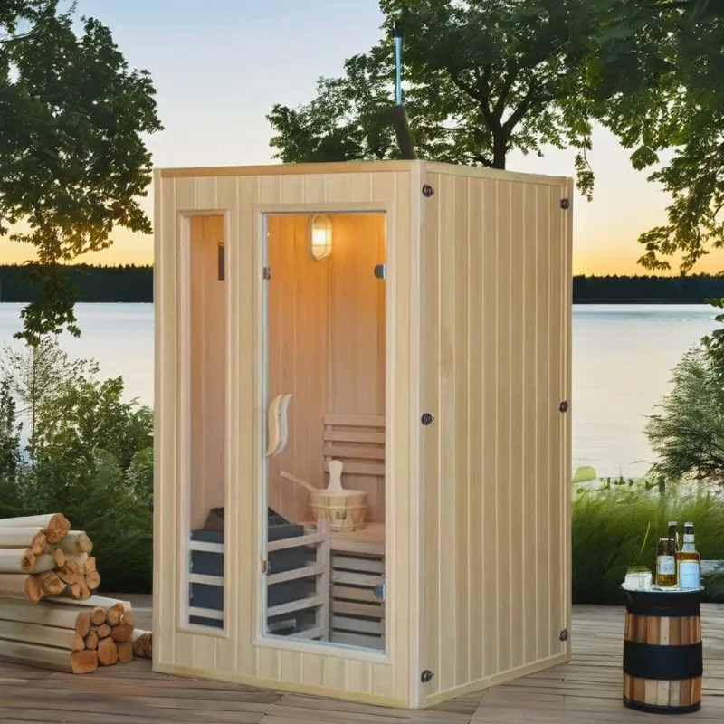 Unique Deluxe Rustic Canadian Dry Steam Sauna Room Canadian Cedar Barrel Traditional Wet Hot Steam Sauna Room