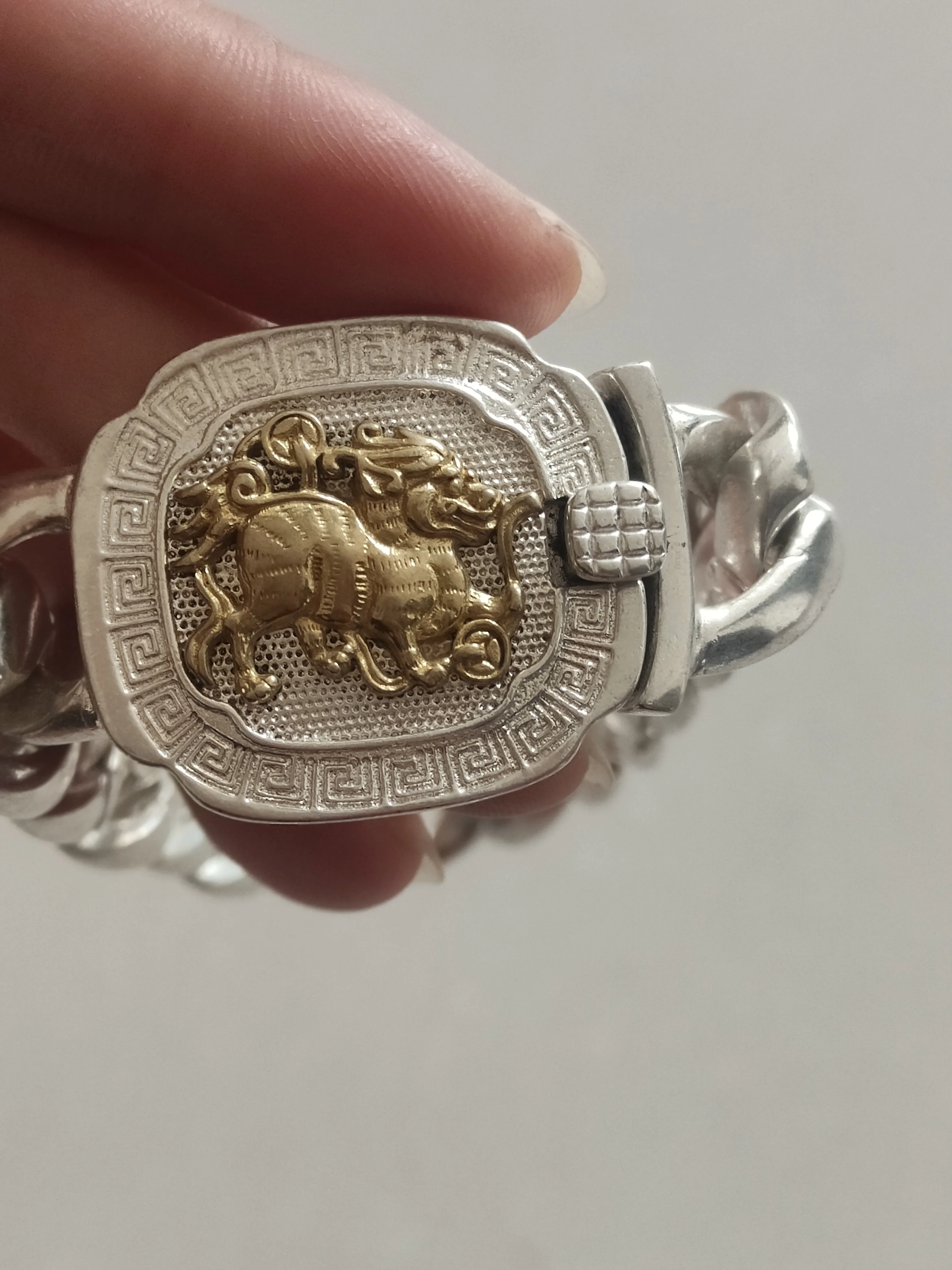 Chinese national wind collection silver Kirin bracelet men's gift