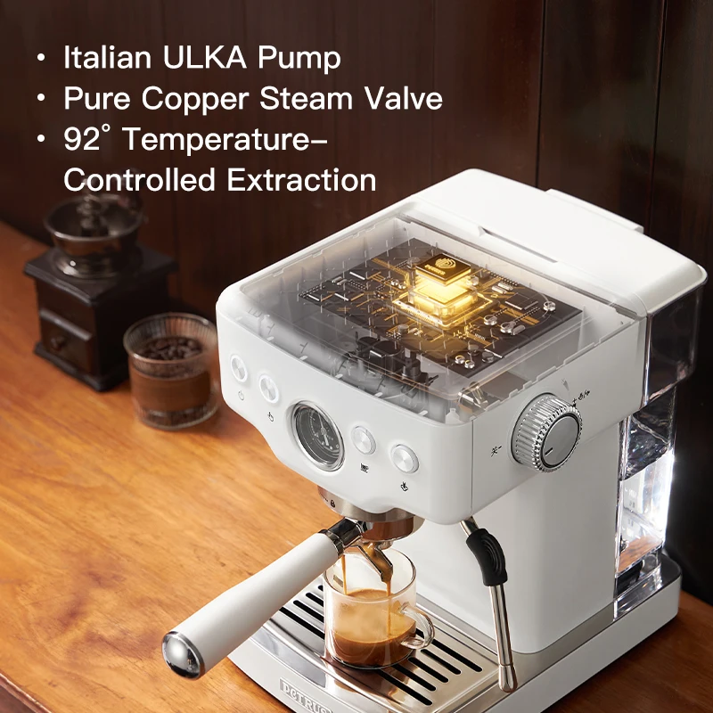 Petrus Coffee Maker Espresso Coffee Machine Cappuccino Machine With Milk Foaming Steam Wand Manual Automatic Control ULKA Pump