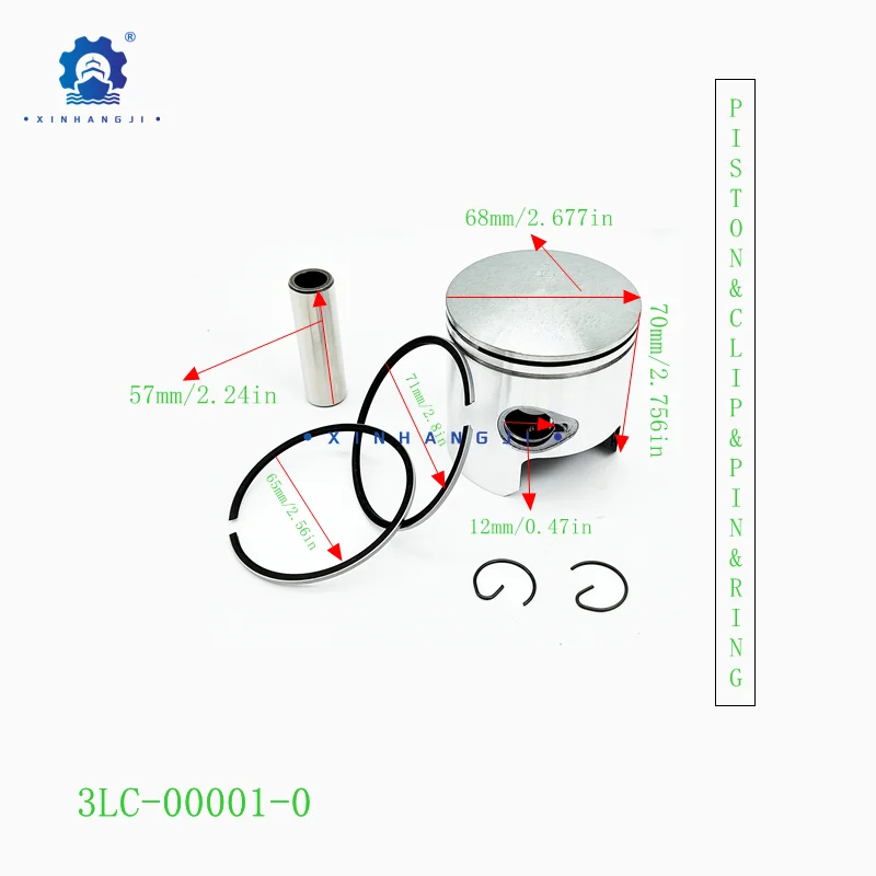 

3LC-00001-0 Piston kit applicable for Tohatsu Outboard 2-stroke MX50D2,MWX50D2 PISTON&CLIP&PIN&RING 3LC-00001-0