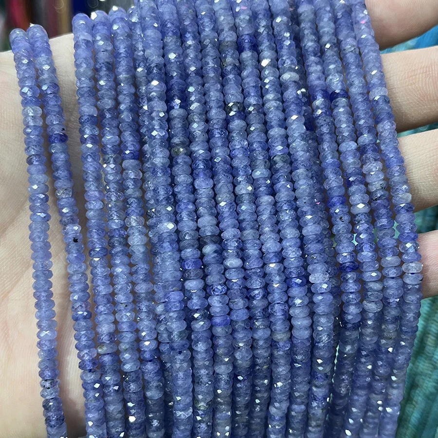 

Tanzanite roundelle faceted blue 4*3mm 38cm for DIY jewelry making loose beads FPPJ wholesale nature