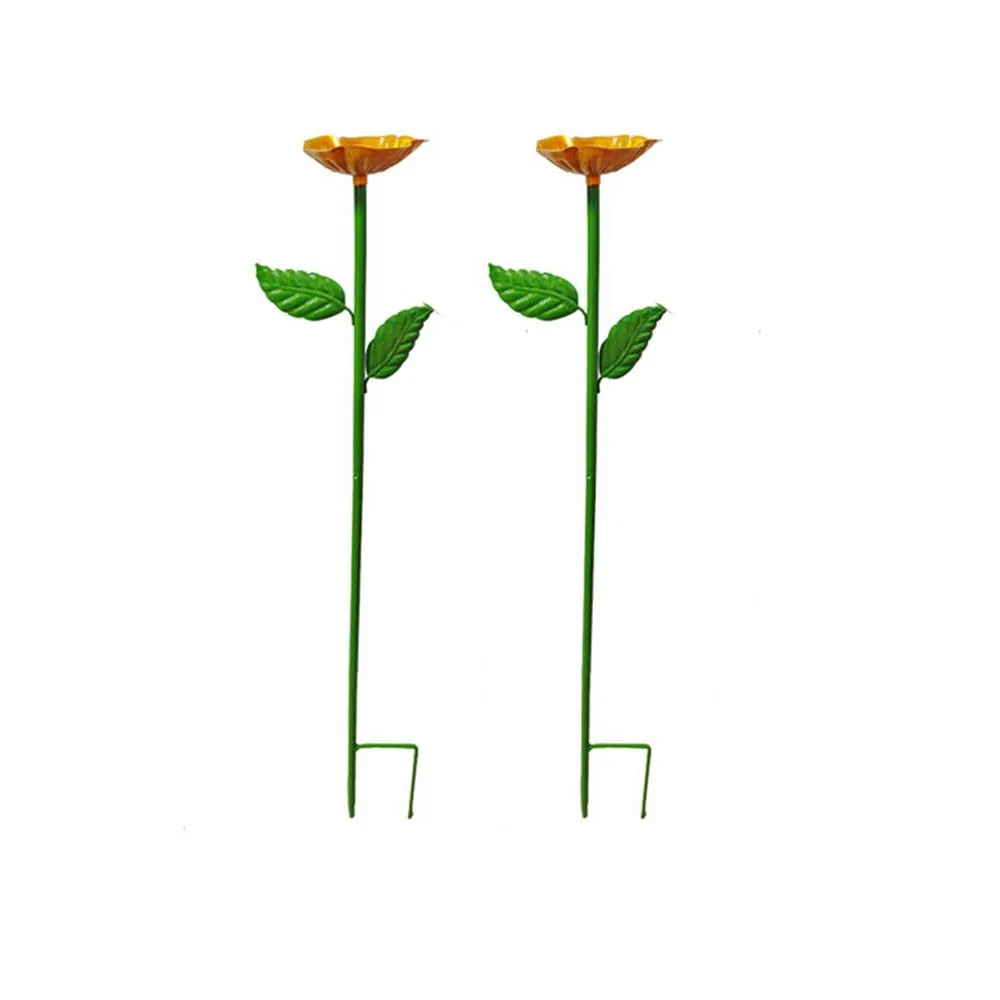 

2pcs Decor Metal Bee Watering Cup Plug-in Flower Design Bee Water Feeder Rust proof Waterproof Butterfly Bath Bowl Balcony