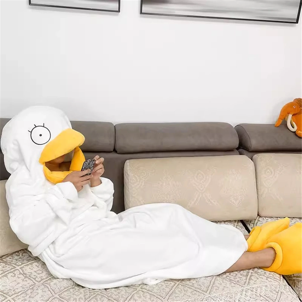 Anime Gintama Elizabeth Duck Cosplay Costume Kigurumi Adult Unisex Pajamas Flannel Jumpsuit Sleepwear Onesies Prop