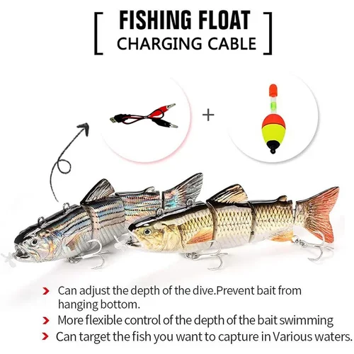 Imagen 2 del producto Señuelo de Pesca robótico eléctrico Swimbait automático, cebo multiarticulado automático de 4 segmentos, Wobbler recargable por USB, accesorios de Pesca