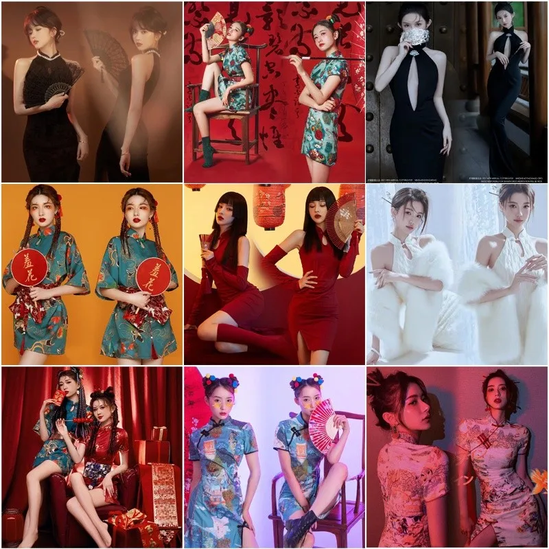 

Новогодний костюм для фотосессий в ретро-стиле, сценический наряд, национальный тренд, художественный портретный образ, платье для конференций