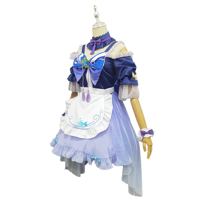 Kokomi Cosplay Costume para Mulheres, Vestido de empregada bonito, Roupa Lolita, Genshin Impact, Halloween, Natal, Menina