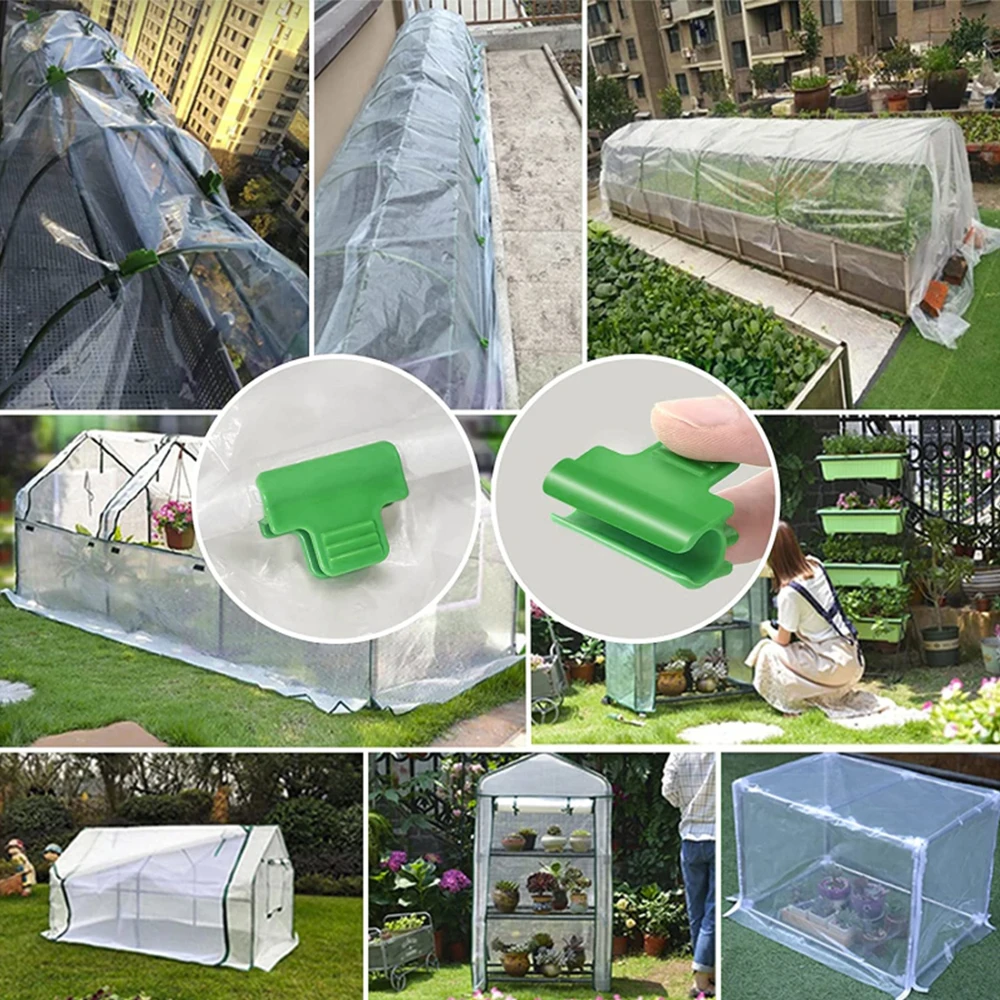 30pcs Greenhouse Clamps Plastic Film Buckle Clip Snap Clamps 8/11/16/19mm Hoop Clip Net Rod Greenhouse Clamps Extension Support