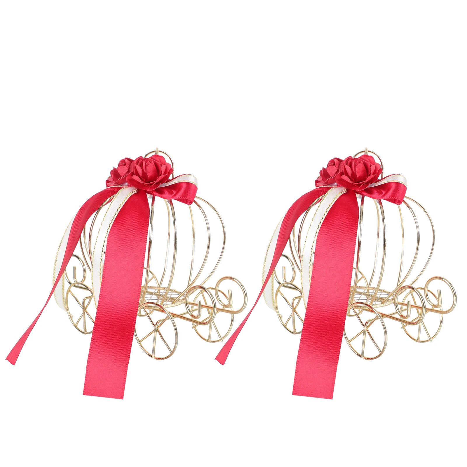 

2pcs Pumpkin Cart Candy Box Iron Metal Treats Container For Wedding Party Favors Diy Decor Gold Gift Packaging Box