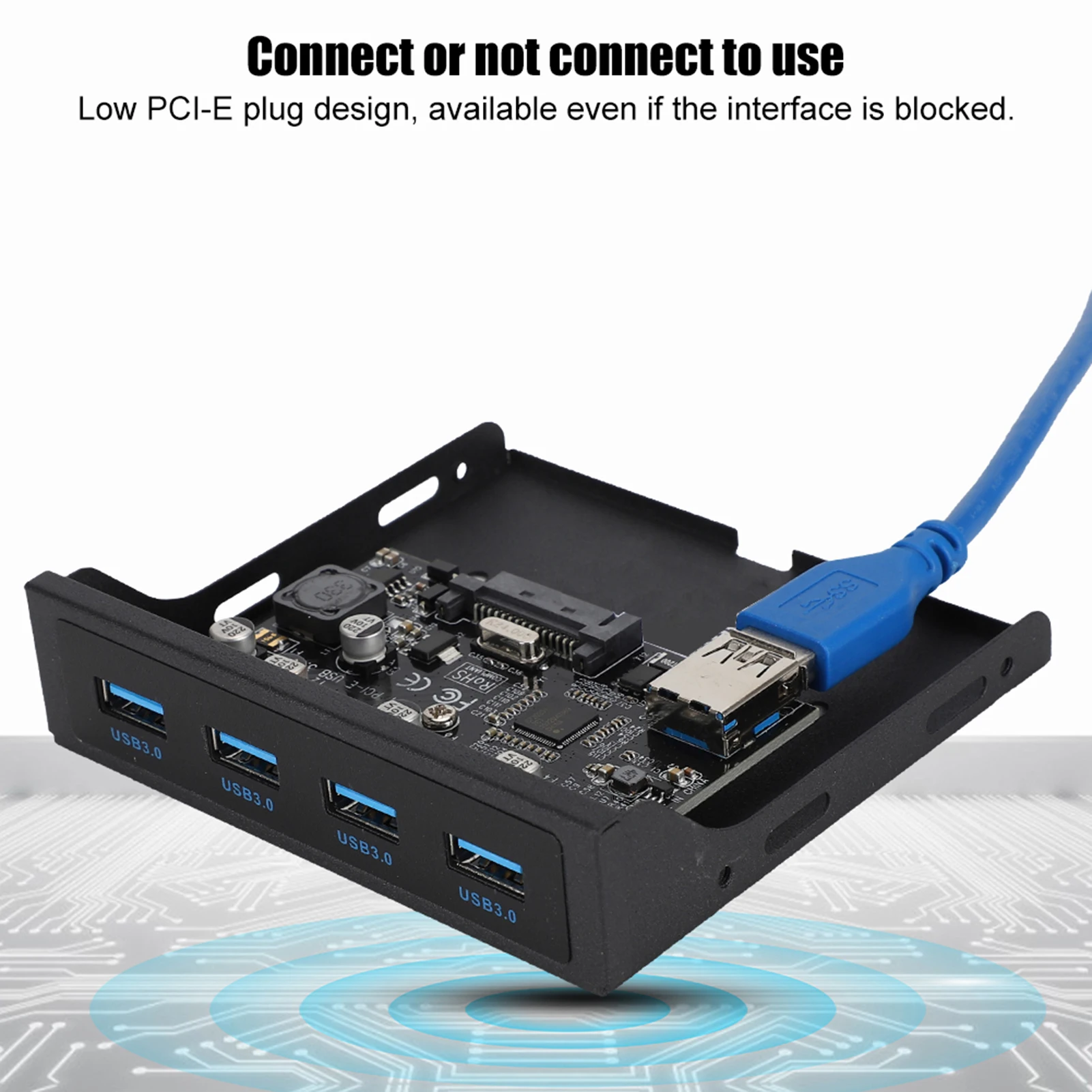 بطاقة التوسعة الأمامية خليج مرن محول PCI-E إلى 4xUSB3.0 ل NEC720201 رقاقة الجبهة خليج مرن محول توسيع الناهض بطاقة الأسود #1