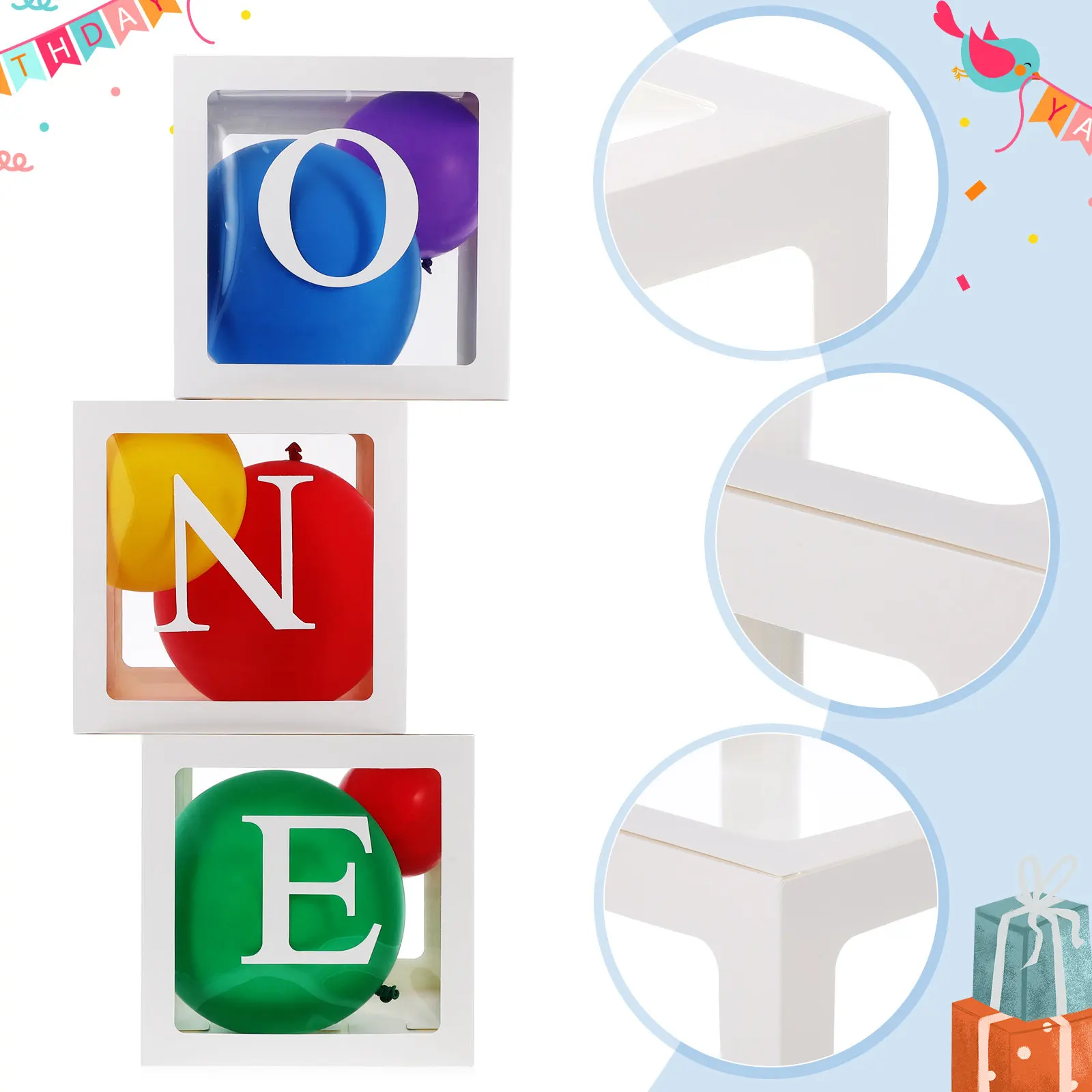 

Набор из 1 коробки для воздушных шаров на день рождения, премиум-материал, декоративные коробки для шаров с буквами для принадлежностей для вечеринок