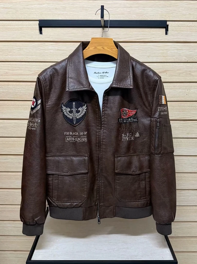 

Мужская весенне-осенняя куртка-косуха из искусственной кожи, повседневная модная верхняя одежда с воротником-стойкой, универсальная, новинка 6802