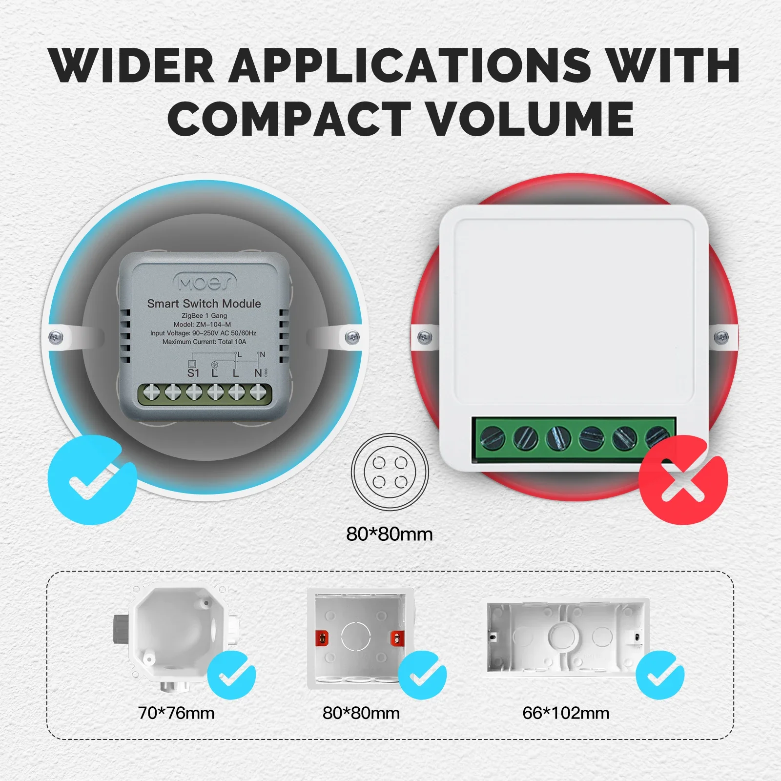 MOES WiFi Đèn Mô Đun Cuộc Sống Thông Minh/Tuya Ứng Dụng Điều Khiển Từ Xa, cho Thiết Lập Lại Và Rocker 1 Gang/ 2 Gang 1/2 Đa Điều Khiển