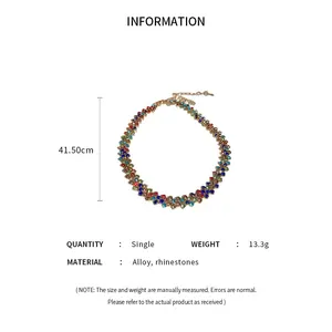 قلادة قلادة قلادة قلادة فاخرة لامعة كاملة من حجر الراين للنساء، قلادات كريستال هندسية مخصصة، مجوهرات زفاف، هدايا الحفلات أعلى 8 مبيعات وقحة الديك - No6