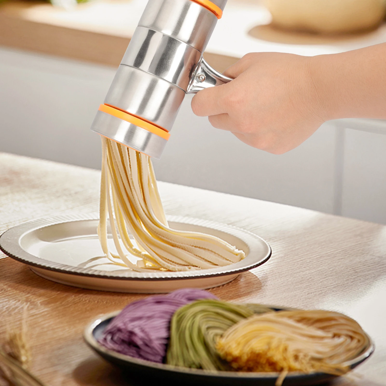 

1 Set Manual Press Machine Home Kitchen Pasta Maker Tool For Spaghetti Fettuccine Thin Thick Noodles Noodle Mold Press Noodle