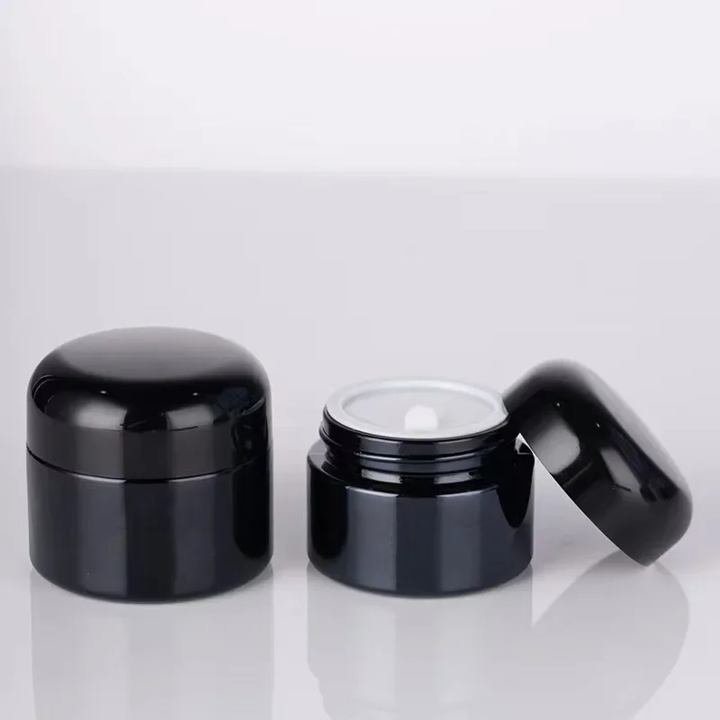 10pcs 50g black cosmetics Glass jar, small container with lid, glass jar container, lotion jar, ointment, cosmetics bottle