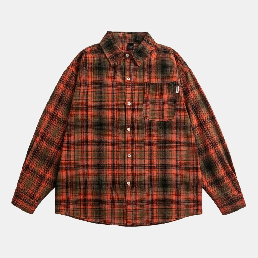 

Luxury Youth American Retro Plaid Shirt Women's Oversized Casual Blouse Vintage Fashion Top on Clearance Sale for Woman