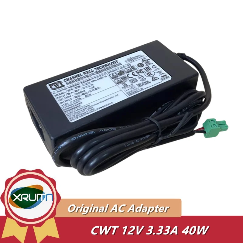 

Genuine KPL-040F-VI 12V 3.33A 40W Power Supply CWT KPL-040F PAA040F Charger for LCD DISPLAY CML-190GT AC DC Adapter