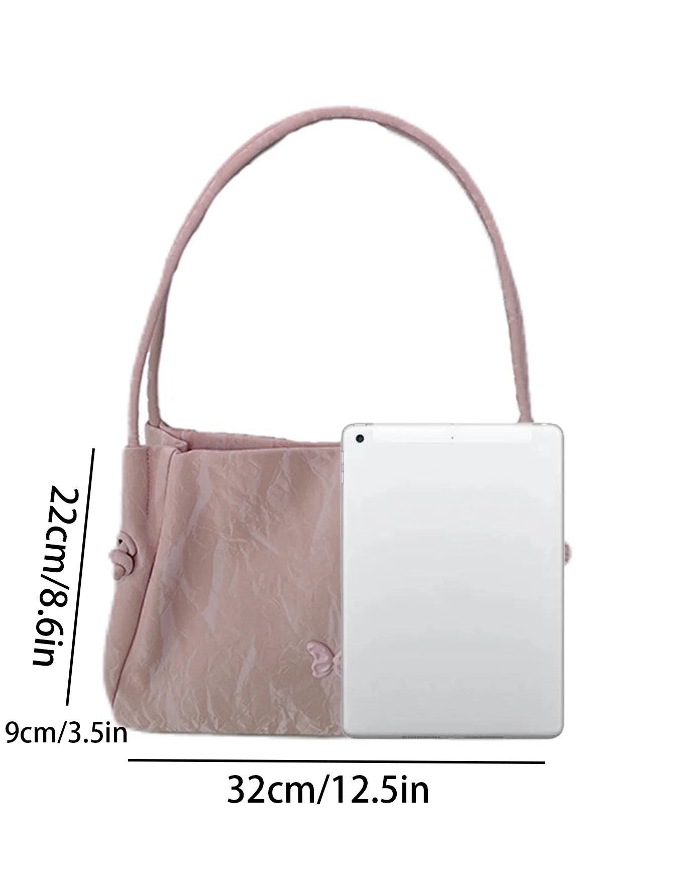 Large Capacity Pink Butterfly Tote Bag for Women 2024 New Student Class Sweet Commuting One Shoulder Handheld Underarm Bag