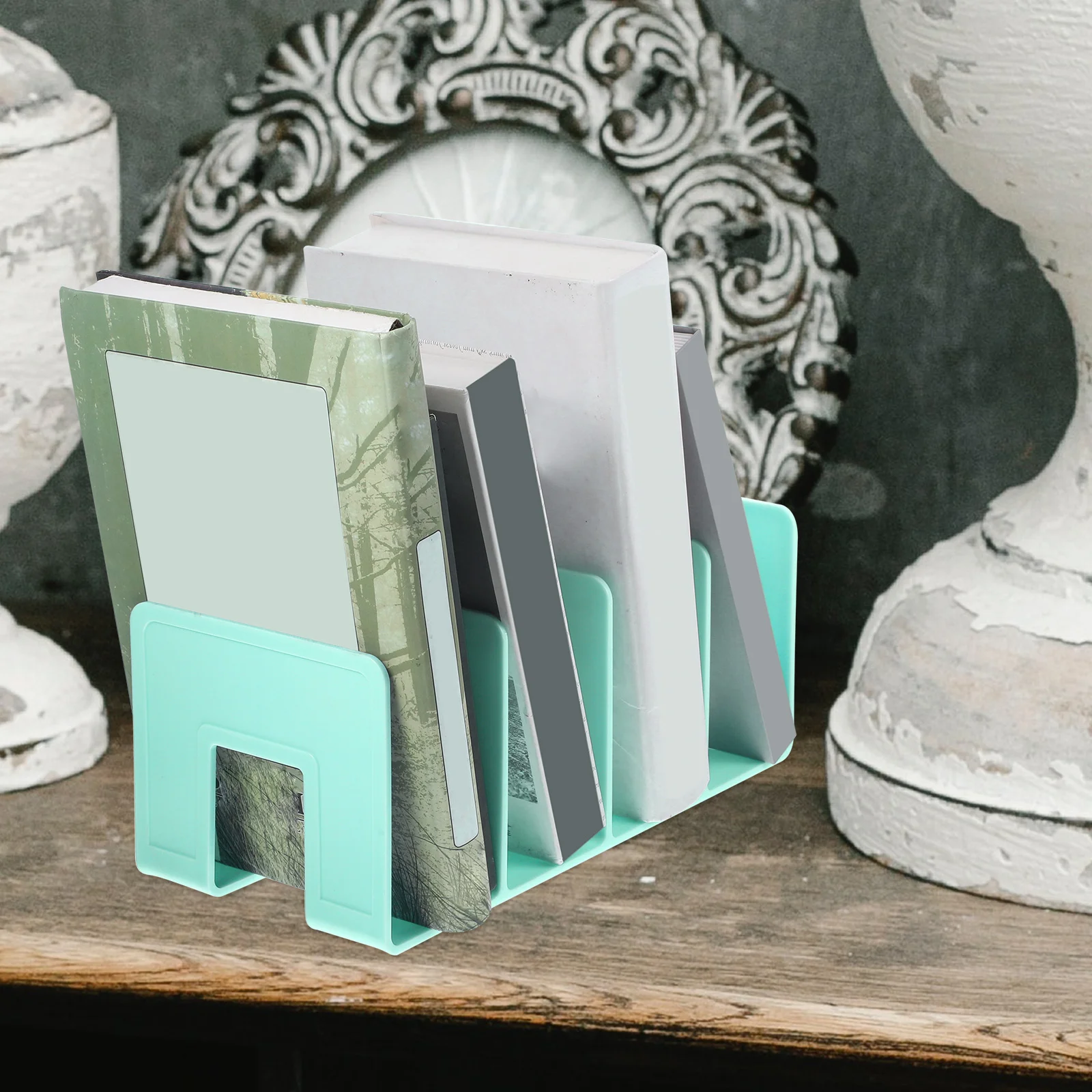 Magazine Rack 4 Bookends Student Bookshelf Supplies File Plastic Folder Organizer