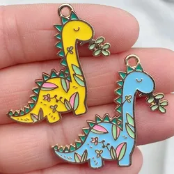10pcs Enamel Cartoon Lovely Dinosaur Enamel Metal Charms Earring Bracelet DIY Necklace Jewelry Making