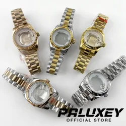 NH05 31MM Fluted Curved Sapphire Glass Presidential Bracelet Waterproof Watch Case for Ladies Women Fit NH05 NH06 Movement