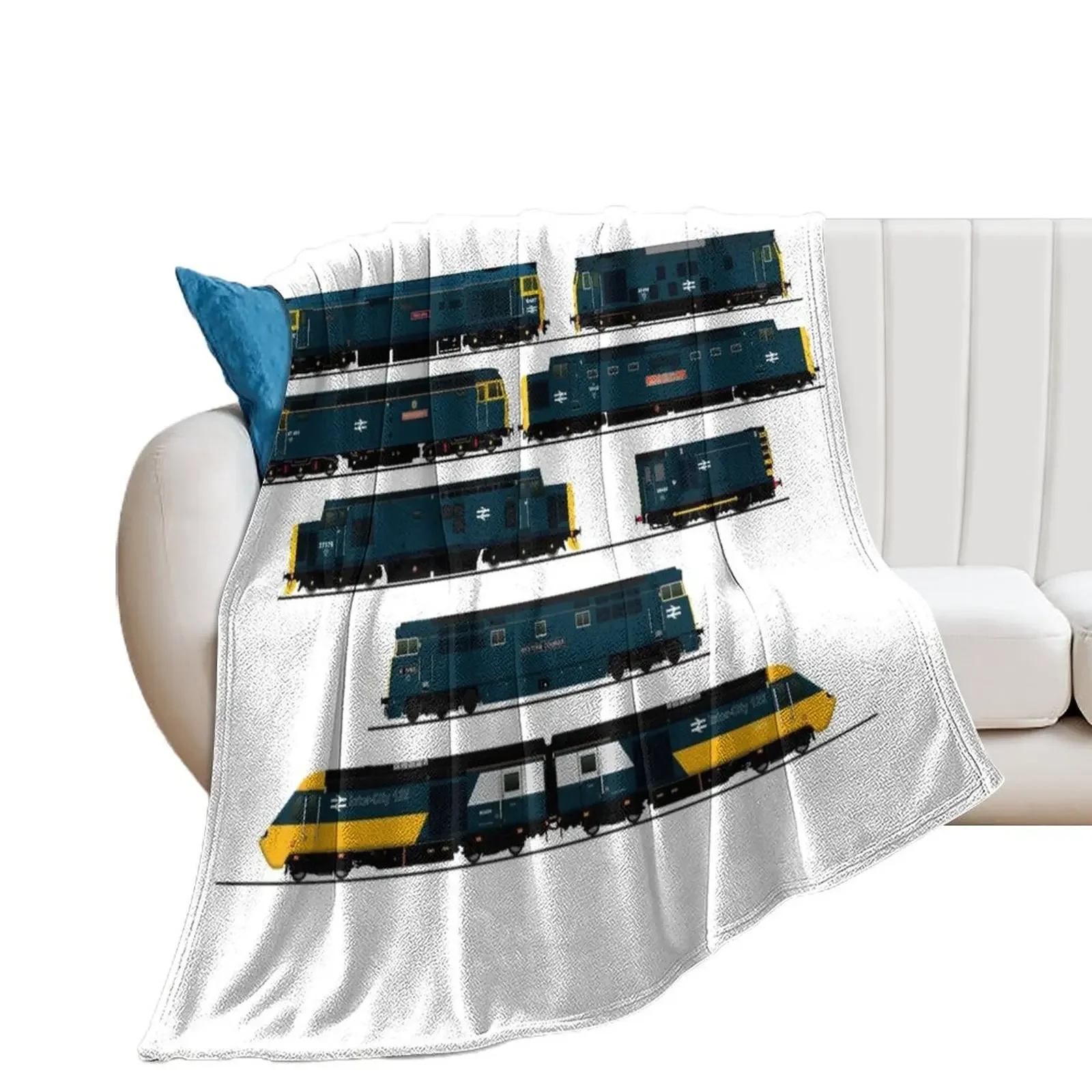 

BRITISH RAIL LOCOMOTIVES Throw Blanket Hairy Soft Blankets