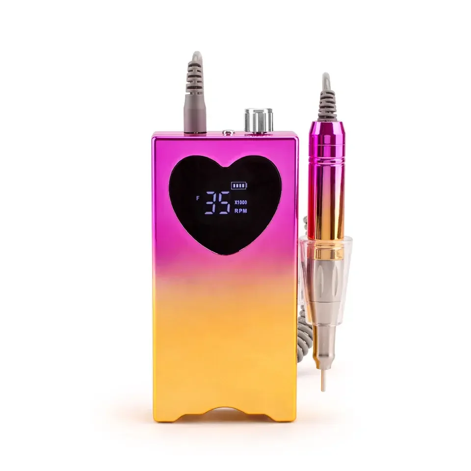Professional nail drill, two in one coreless motor 35000RPM rechargeable portable acrylic gel nail polishing machine, salon home