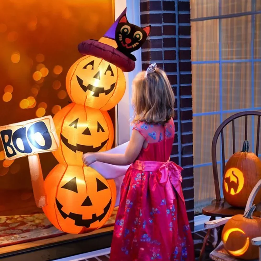 1.6M/5FT Halloween Inflatable Model Pumpkin Built-in LED Lights Holiday Outdoor Indoor Home Garden Party Fun Cute Decoration - view 2