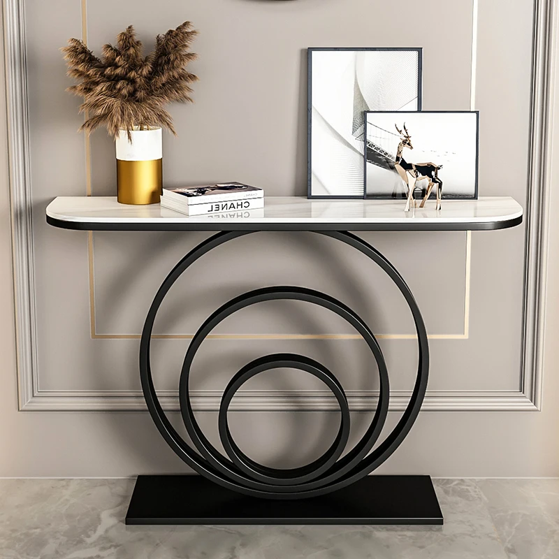 Nordic Console Table Semi-circular Hallway Console Luxury Porch Table Metal Living Room Consolle Slate Console De Couloir Tafel