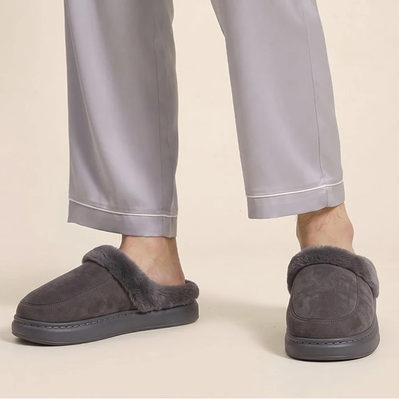 Übergrößen 51 Flauschige Fell-Hausschuhe für Herren Winter 2026 Weiche Wolken-Schuhe mit Dicker Sohle Warme Plüsch-Hausschuhe für Herren – Detail 7