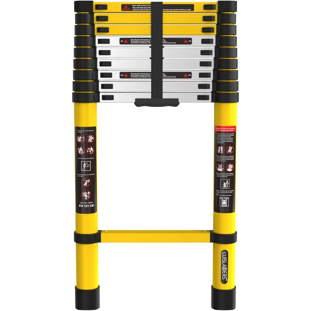 سلم تلسكوبي 12.5FT الألومنيوم تمديد سلم قابل للطي خفيفة الوزن 330LBS قدرة RV العلية دور علوي في الهواء الطلق #1