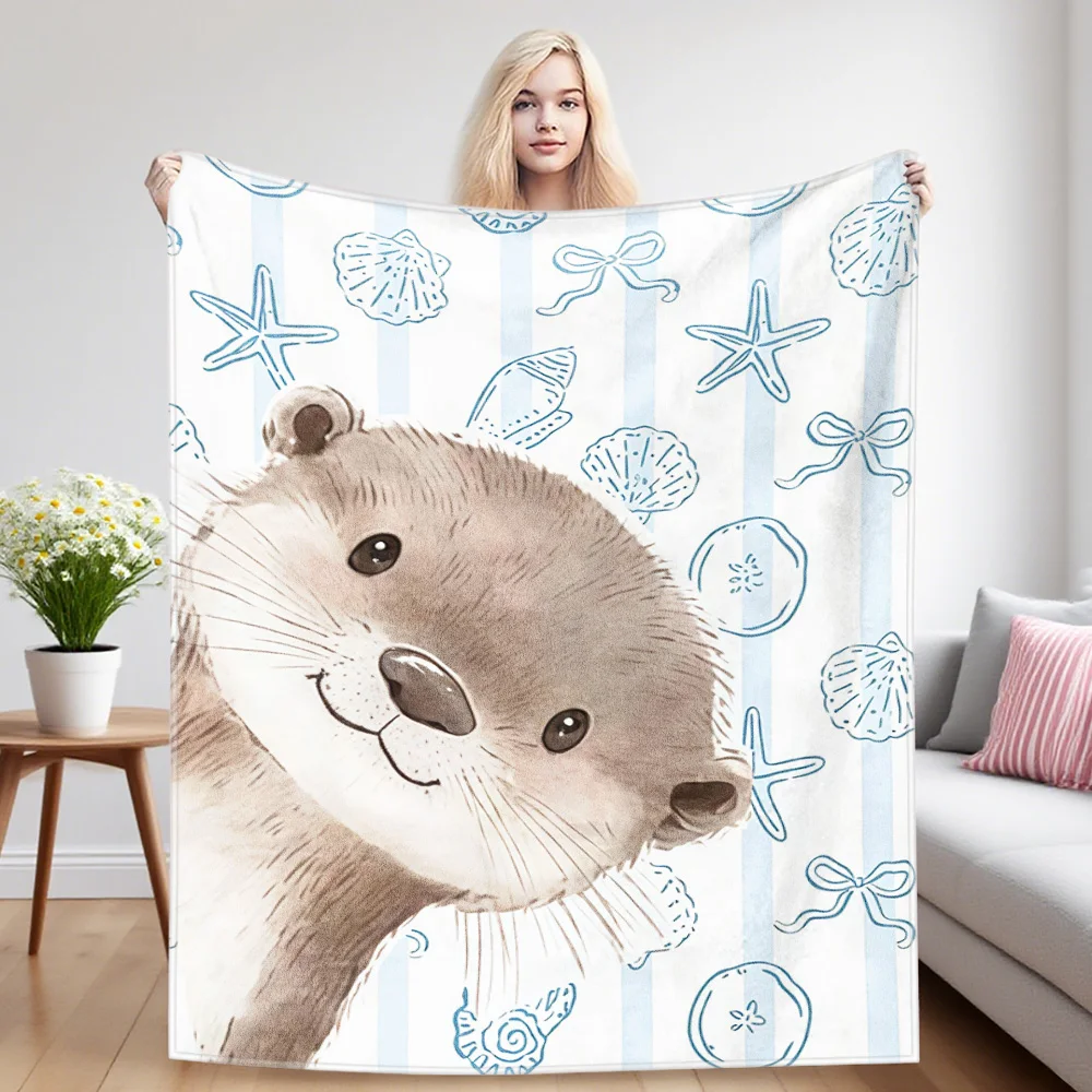Sea Otter Nap Blanket,Flannel Blanket,Suitable For Sofas,Beds,Cars,Rooms,Offices,Camping,Exquisite Gift Blankets