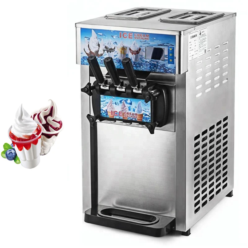 

Electric ice cream machine with three flavors soft ice cream machine professional commercial desktop sundae ice cream roll 220V/