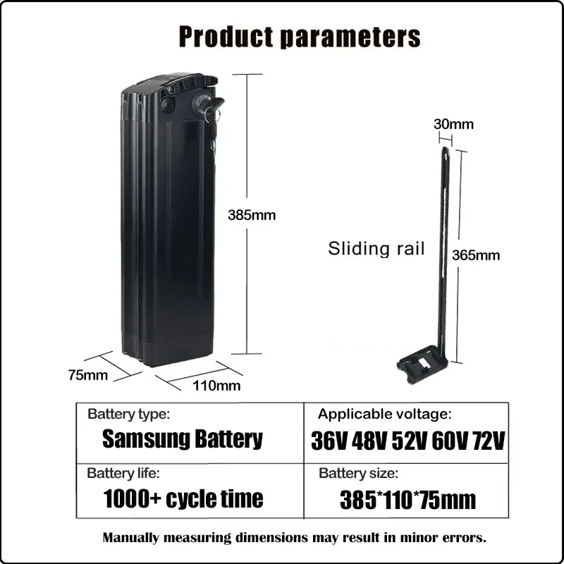 48v Silver Fish EBike Lithium Battery 52/60/72  Volt 40ah Batterie 36v13Ah Duotts S26 Battery 20ah 30ah 50ah 60ah 2000w Batterie