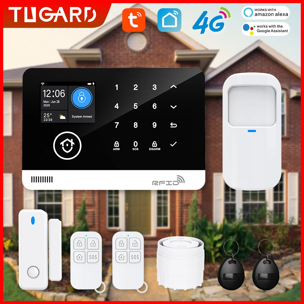 Affordable Home Security 4G GSM WiFi Alarm System Host - Wireless Kit for Whole House Protection, No Fees Tuya App Control