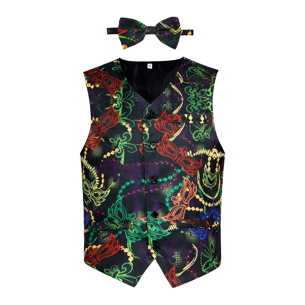 

Men Jacquard Suit Vest Male Single-breasted V-neck Printed Sleeveless Wedding Party Waistcoat Fashion Business Casual Slim Vest
