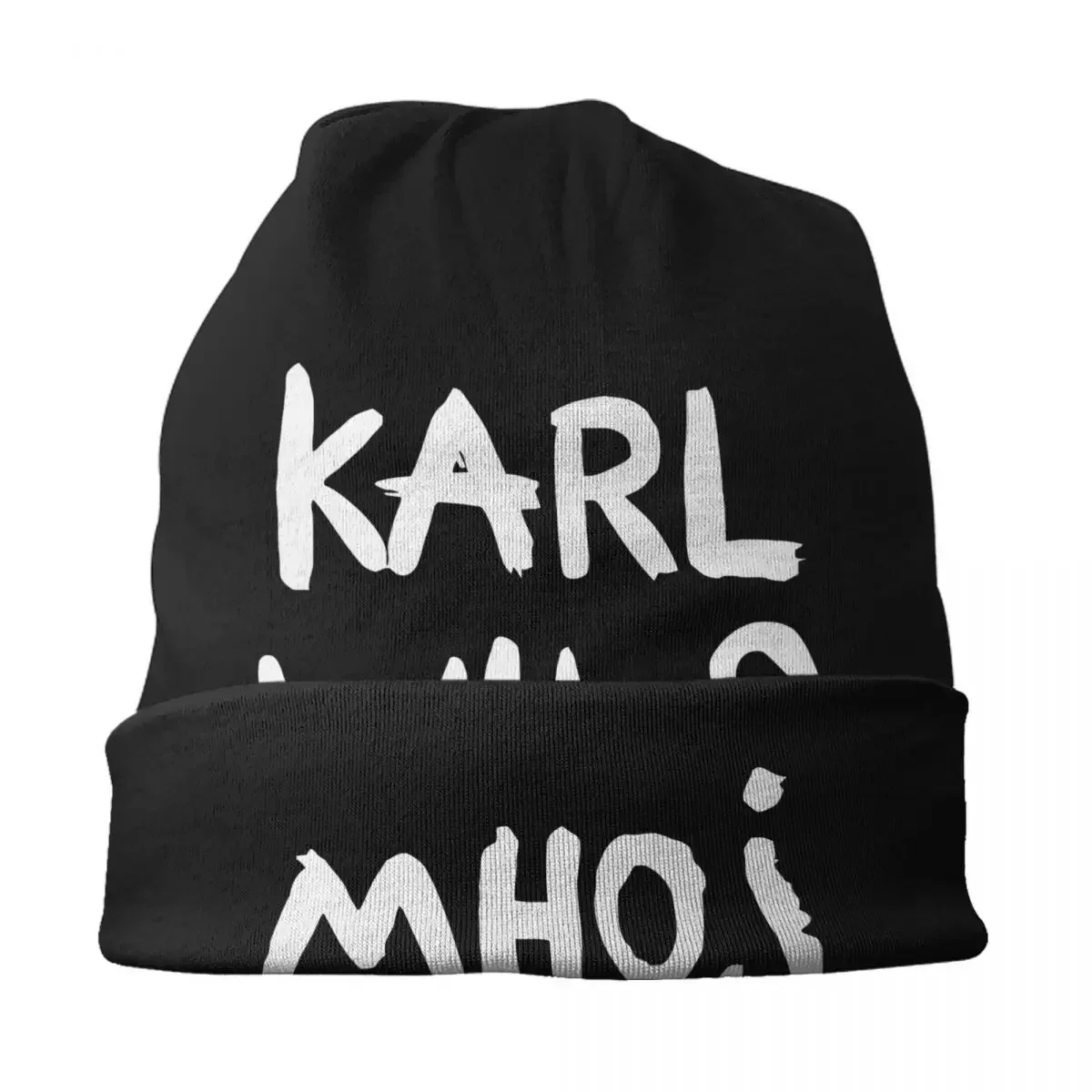 Karl Who Slogan Skullies Beanies Caps Streetwear Winter Warm Women Men Knitting Hat Adult Unisex Bonnet Hats