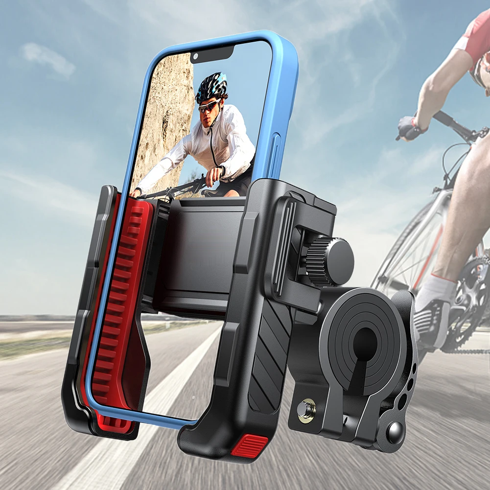 Metal Motorcycle Phone Holder Shockproof Cycling Phone Stand One-hand Operation Bicycle Phone Holder for Mobile Phone 4.7-7 Inch